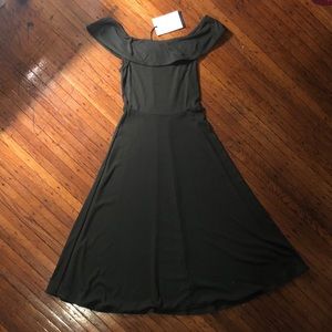 NWT!! Olive green Off shoulder Tea-length dress